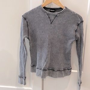 Long sleeve Acid grey washed waffle knit top